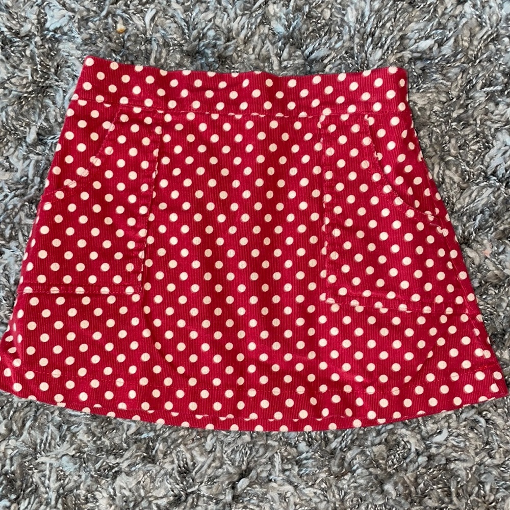 🍓Red corduroy polka dot skirt